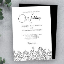 Floral Elegant Black White Wildflowers Wedding