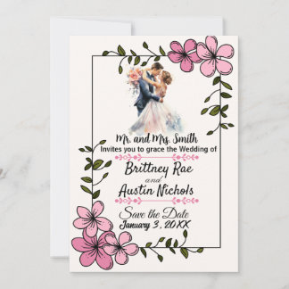Invitación Floral Elegant Couple Wedding Invitation