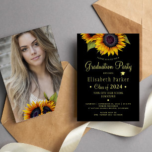 Invitación Floral elegant PHOTO chic graduation party