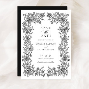 Invitación Floral Elegant Vintage Frame Wedding Save the Date