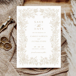 Invitación Floral Elegant Vintage Frame Wedding Save the Date