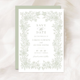 Invitación Floral Elegant Vintage Frame Wedding Save the Date