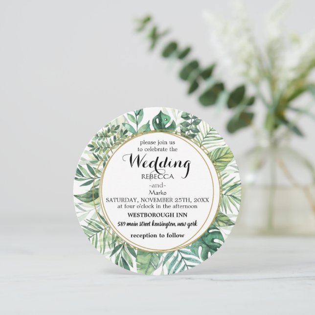 Invitación floral elegante (Anverso de pie)