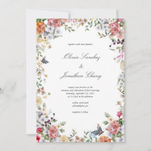Invitación Floral Elegante Acuarela Todo En Un Boda