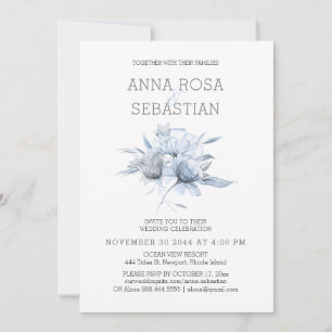 Invitación *~* Floral Elegante AR15 Rosa azul BODA RSVP + 