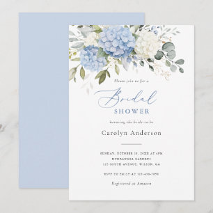 Invitación Floral Elegante Blue Hydrangea Blue Bridal Shower