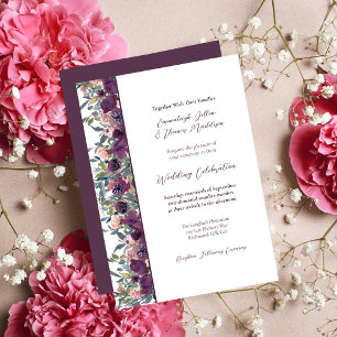 Invitación Floral elegante   Boda Purple Garland
