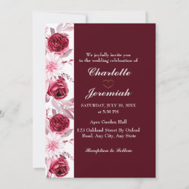 Invitación Floral elegante Boda Rubor de escritura rosa borgo