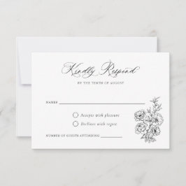 Invitación Floral elegante caligrafía guión Rosa deja RSVP