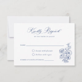 Invitación Floral elegante caligrafía Rosas de escritura azul