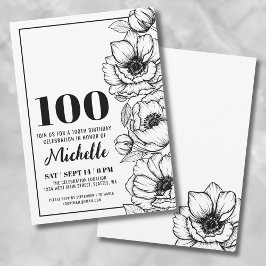Invitación Floral Elegante Cumpleaños número 100