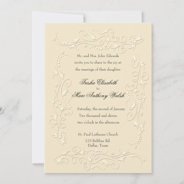 Invitación floral elegante de la boda (Anverso)