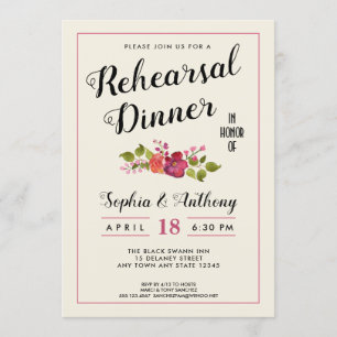 Invitación floral elegante de la cena del ensayo
