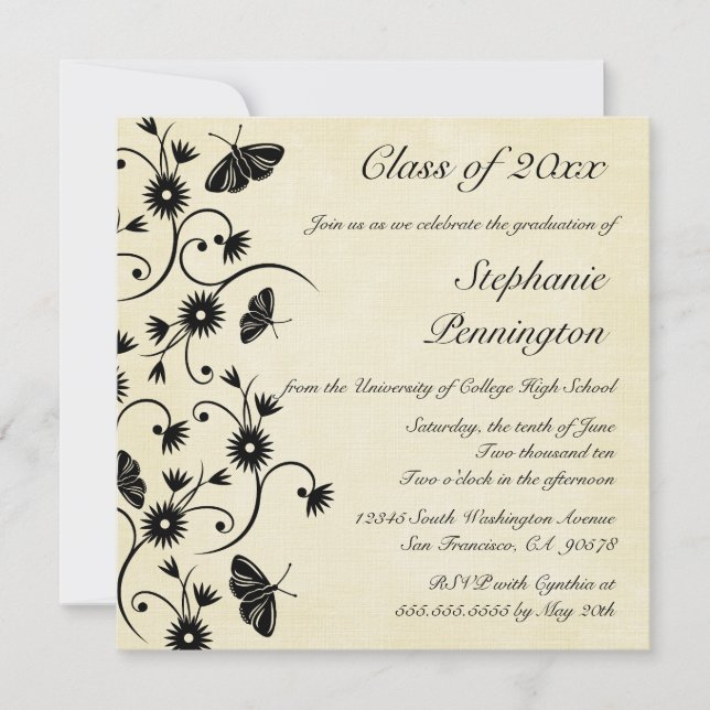 Invitación floral elegante de la fiesta de (Anverso)