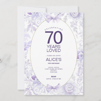 Invitación floral elegante de lavanda y púrpura