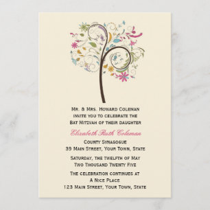 Invitación floral elegante de Mitzvah del palo del