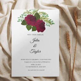 Invitación floral elegante de rosa roja