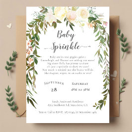 Invitación Floral elegante de rosas blancas rojas de Baby Sho