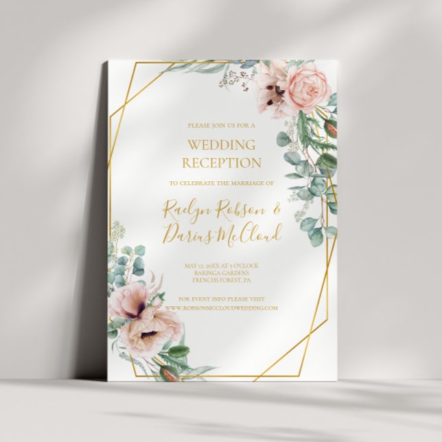 Invitación Floral Elegante de Rubor | Recepción de Boda (Subido por el creador)