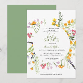 Invitación floral elegante de Wildflowers Baby Sho