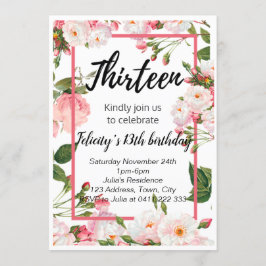 Invitación floral elegante del cumpleaños