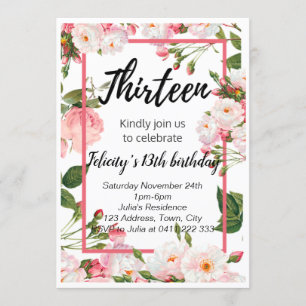 Invitación floral elegante del cumpleaños