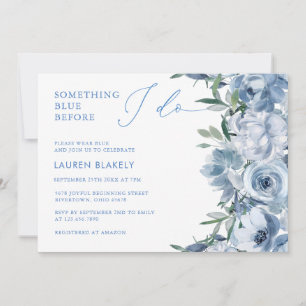 Invitación Floral Elegante Ducha Azul Bridal