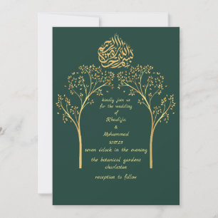 Invitación Floral elegante EMERALD GREEN boda musulmán