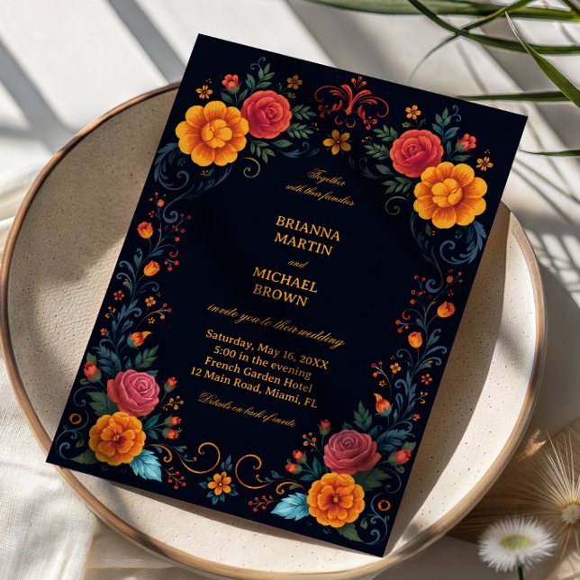 Invitación Floral elegante folk vintage (Subido por el creador)
