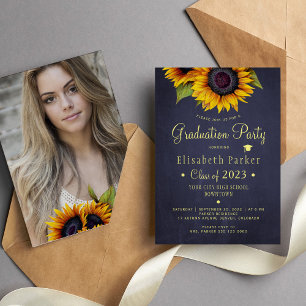 Invitación Floral elegante FOTO fiesta rústica de graduación