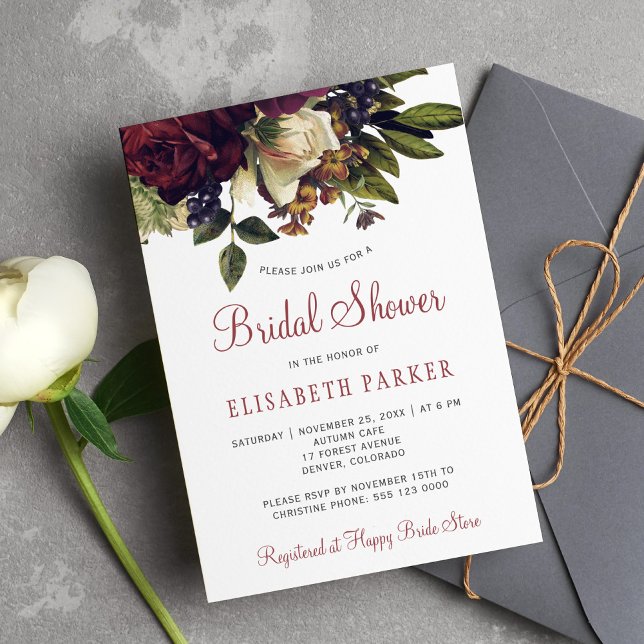 Invitación Floral elegante guión de moda ducha de novia (Subido por el creador)