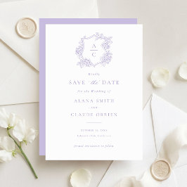 Invitación Floral Elegante Hortensia Morada Save the Date
