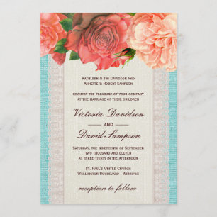 Invitación floral elegante lamentable de la boda