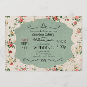 Invitación floral elegante lamentable de la boda