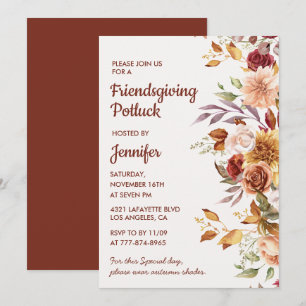 Invitación floral elegante para Friendsgiving Potl