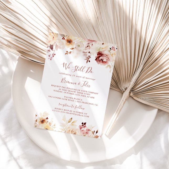 Invitación Floral elegante que aún prometemos renovación (Subido por el creador)