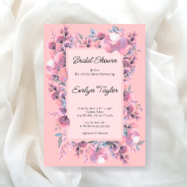 Invitación Floral elegante rosa de ducha de novia