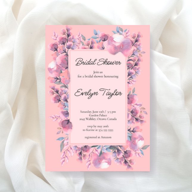 Invitación Floral elegante rosa de ducha de novia (Subido por el creador)