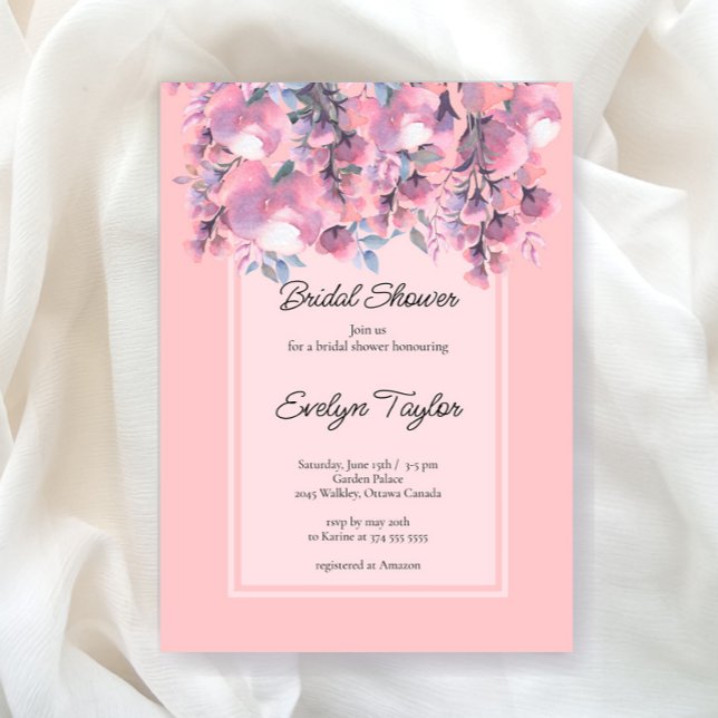 Invitación Floral elegante rosa de ducha de novia (Subido por el creador)