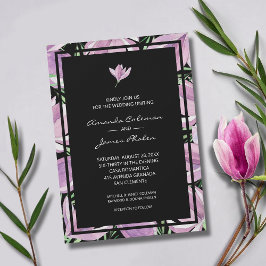 Invitación Floral elegante sobre Boda negro