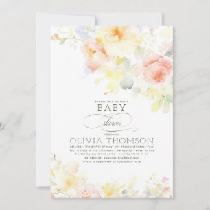 Invitación Floral Elegante suave verano Baby Shower