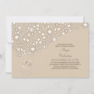 Invitación floral elegante tarro de masón lindo ducha de novi