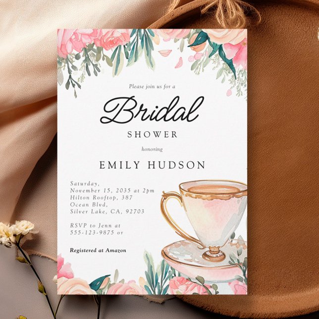Invitación Floral Elegante Tea Fiesta Bridal Shower Invitació (Subido por el creador)