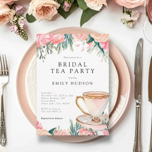 Invitación Floral Elegante Tea Fiesta Bridal Shower Invitació