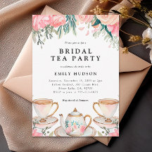 Floral Elegante Tea Fiesta Bridal Shower Invitació