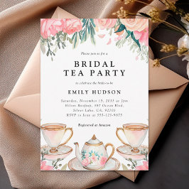 Invitación Floral Elegante Tea Fiesta Bridal Shower Invitació