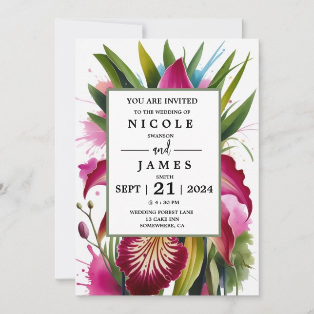 Invitación Floral elegante tigre Lily (Anverso)