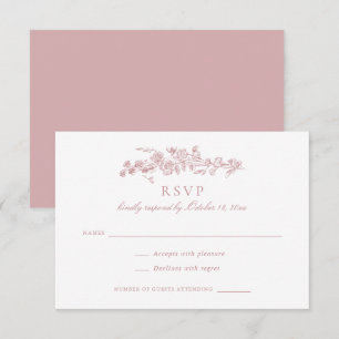 Invitación Floral Elegante Vintage Rubor Boda de tela RSVP