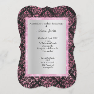 INVITACIÓN FLORAL ELEGANTE Y MODERNA BODA DAMASCO NEGRO