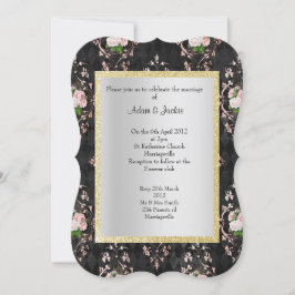 INVITACIÓN FLORAL ELEGANTE Y MODERNA BODA DAMASCO NEGRO
